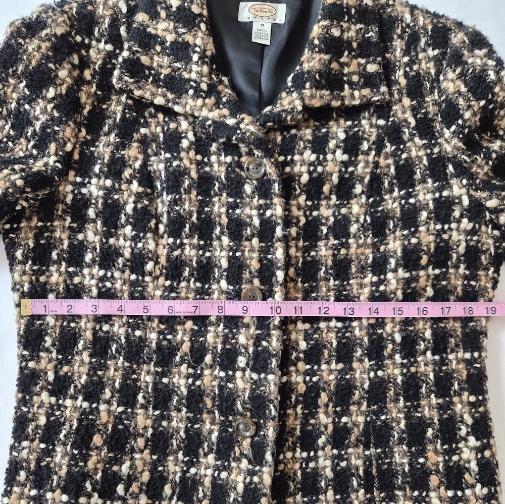 Talbots Petites Black & Tan Bouclé Wool Blend Tweed Blazer - Size 14P - Picture 5 of 8